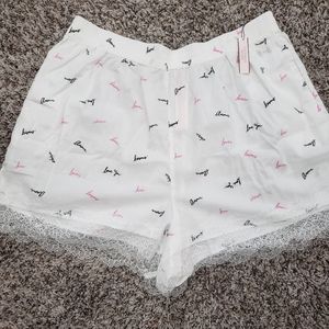 Victoria Secret Cotton Lace Love Pajama Shorts Lg